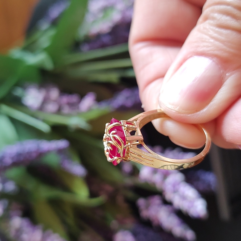 10k Gold Medusa Ruby Ring - image 5